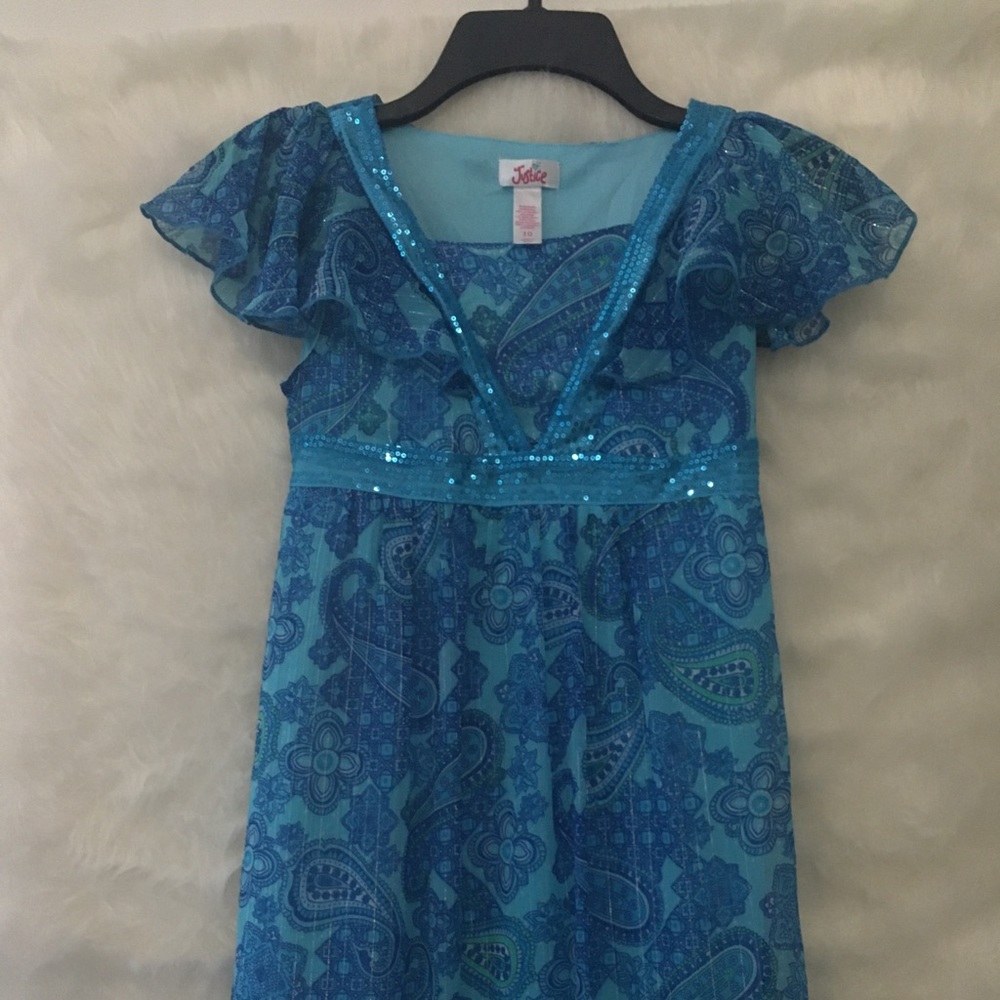 blue sequence dress